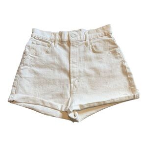 MOTHER High Waist White Denim Shorts zip fly
